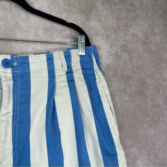 Maeve x Anthropologie Parasol Stripe Dad Shorts In Blue & White Stripe Size 14 - Picture 4 of 9